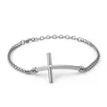 Minimalist silver curved cross stainless steel bracelet designed for versatile daily wear - Silver Steel Color (KB110130-K)