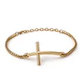 Minimalist gold-plated stainless steel bracelet with a curved cross centerpiece - Gold (KB110131-K)