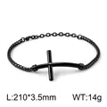 Minimalist black curved cross bracelet made of durable stainless steel, 210mm - Black (KB167196-KFC)