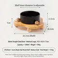 Ciotola per animali in ceramica nera opaca con supporto in rovere regolabile - Supporto per Ciotola Singola (Supporto Medio) / Ciotola Medio-Grande (circa 1200ml) / Nero