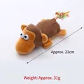 Monkey plush dog toy with colorful rope tail for chewing and interactive play. - Brown Monkey