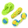 Ensemble de jouets en corde de coton pour chien avec formes de tongs, balle et os - Set de 4 pièces