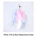 Ersatzkopf mit weißen, rosa und blauen Federn für interaktive Katzenangel Spielzeuge. - Blue, pink and white feather replacement head