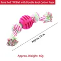 Gioco per cani con pallina in TPR rosa e corda in cotone a doppio nodo per la dentizione - Palla TPR Corda di Cotone a Doppio Nodo / Circa 18cm / Rosso rosa