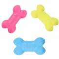 Close-up detail showing the textured surface of colorful bone-shaped dog chew toys - Hollow Small Bone / 8x4.5cm
