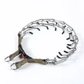 Collar de metal para adiestramiento de perros con correa de nylon y puntas de caucho - Reflectante con tapas protectoras / 2.5mm*35cm / Café