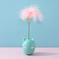 Juguete interactivo para gatos tentempié verde menta con pluma rosa y cascabel - Talla única / Gatito Tentetieso / Azul cielo