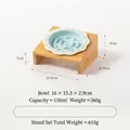 Ciotola per alimentazione lenta in ceramica con supporto in bambù inclinato blu - Piatto Slow Feeder Fiore Griglia / Ciotola Singola + Supporto Singolo Inclinato / Verde