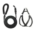 Reflektierende schwarze Hundeleine mit Schaumstoffgriff und verstellbarem Hundegeschirr - S / Geschirr-Set / 6mm*1.5m / Schwarz