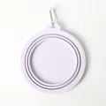 Portable collapsible silicone pet bowl in light purple with metal carabiner clip. - 350ml / Purple