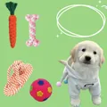 Durable cotton rope chew toys for dogs featuring carrot and bone shapes for teething help. - Pet Favorite Collection