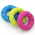 Durable dog chew ring toys with paw print texture in blue, yellow, and pink colors - Paw Print Donut / 7cm