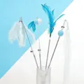 Σετ 4 διαδραστικών παιχνιδιών για γάτες με φτερά και κουδουνάκια σε μπλε και λευκό - Ραβδί Νεράιδας για Γάτες (Σετ 4 Τεμαχίων) / Μπλε