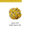 Piccola palla in corda di cotone intrecciato giallo e grigio per cani 6cm 50g - Piccolo (Circa 6cm) / Giallo