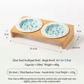 Doppia ciotola in ceramica per mangiare lentamente con supporto in bambù inclinato - Piatto Slow Feeder Bordo Griglia / Doppie Ciotole + Supporto Doppio Inclinato / Verde