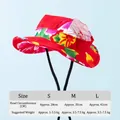 Cappello a secchiello floreale rosso regolabile per cani piccoli e gatti con tabella taglie - Taglia S / Floreale