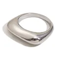 Anello in acciaio inossidabile argento minimalista con design geometrico irregolare - Stile Geometrico Spesso Aerodinamico (R5054) / Argento