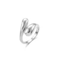 Anello minimalista in acciaio inossidabile argento a forma di goccia lucidata - Stile Goccia d'Acqua Geometrico Aerodinamico (R4565) / Argento