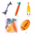 Durable 4-piece pet dog toy set including squeaky chicken, rope carrot and football - 2020 Universal 4-Piece Set / Four-Piece Set
