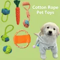 Variety pack of durable cotton rope dog chew toys for teeth cleaning and interactive play. - Daily Playtime Collection
