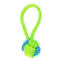 Balle en corde de coton tressé vert et bleu pour chien avec boucle de poignée solide - Style 1