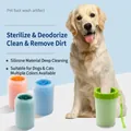 Portable silicone pet paw cleaner cup for dogs and cats with soft cleaning bristles - Random Color