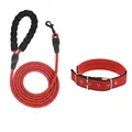 Detail eines roten geflochtenen Hundeleinen-Sets mit Schaumstoffgriff und Halsband. - S / Halsband-Set / 6mmx1.5m / Rot
