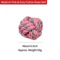Palla per cani in corda di cotone intrecciata rosa e grigia, diametro 6,5 cm, 65g - Medio (Circa 6.5cm) / Rosa