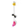 Squeaky plush mouse cat toy with door-hanging suction cup and elastic cord - Pink