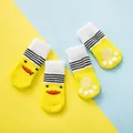 Calzini antiscivolo in cotone giallo per animali con faccia di papera per cani e gatti - S / 4 Pezzi/Confezione / Anatroccolo giallo