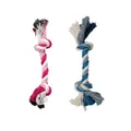 High-quality durable twisted cotton rope dog chew toys with knots in pink and blue colors - Small Rope Knot / 18cm
