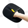 Professional black mesh pet hair removal glove with yellow strap for cat and dog grooming - Black