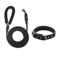Detail der schwarzen reflektierenden Hundeleine mit Schaumstoffgriff und Halsband - S / Halsband-Set / 6mmx1.5m / Schwarz