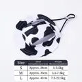 Cappello da sole regolabile per animali con stampa mucca, fori per orecchie e laccetto - Taglia S / Mucca Nera