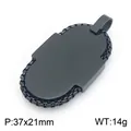 Μαύρο οβάλ μενταγιόν dog tag από ατσάλι τιτανίου με περιμετρική αλυσίδα - Μαύρο ματ