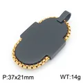 Μαύρο μενταγιόν dog tag από ατσάλι τιτανίου με χρυσό πλαίσιο αλυσίδας - Μαύρο & Χρυσό