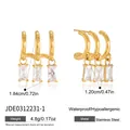 Elegante goldene Creolen aus Edelstahl mit klarem rechteckigem Zirkonia-Anhänger - Gold Rechteckiger Zirkonia-Stil (JDE0312231-1) / Gold