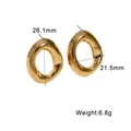 Detail view of geometric stainless steel stud earrings with 6.8g weight - Gold