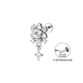 Hochwertiger F136 Titan Knorpelohrring mit Herz-Zirkon-Blume und Sternenanhänger - A1675-1# Weiß / 1.2*8mm Innengewinde Titanstab