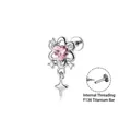 Eleganter Vintage-Knorpelstecker aus Titan mit rosa Herzstein und Stern-Anhänger - A1675-2# Rosa / 1.2*8mm Innengewinde Titanstab