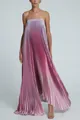 Detailed view of the gradient pleated texture on a strapless maxi dress - S / Dresses / Gradient Purple Series