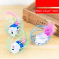 Juguete interactivo para gato ratón de peluche en jaula de alambre y plumas, 6 cm - 6cm / Juguete de ratón en jaula / Multicolor