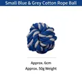 Piccola palla in corda di cotone intrecciato blu e grigio giocattolo per cani 6cm - Piccolo (Circa 6cm) / Blu