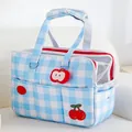 Blau-weiß karierte 2-in-1 Haustier-Autotasche mit Fruchtmotiven - L / Apfel-Druck-Stil / 50*52*33CM / Meersalz Apfel (Blau-Weiß Kariert)
