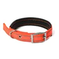 Durable orange reflective nylon dog collar with comfortable black foam padding - Orange