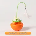 Interaktives orangefarbenes Hasen-Katzen-Stehaufmännchen mit Federstab und Minzbällen - Orange Hasen-Stil (Standardfeder) / 1 Feder + 2 Interaktive Bälle