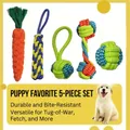 5-piece cotton rope dog toy set for teething and interactive play - Dog Favorite Collection