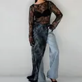 Robe en dentelle noire transparente asymétrique fendue sexy pour la mode été 2026 SKU - S / Robes / Noir