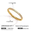 Elegante anello in acciaio inossidabile dorato con zirconi e misure dettagliate - Fascia Ultra Sottile con Pietre Tonde (JDR0305303-WT-7)
