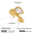 Anello in acciaio inossidabile con zircone a goccia, parametri di peso e misura - Stile Solitario Aperto Taglio a Pera (JDR0104338)